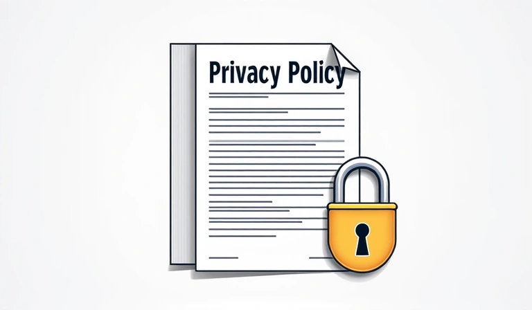 A privacy policy document with a lock icon, symbolizing data security and trust.